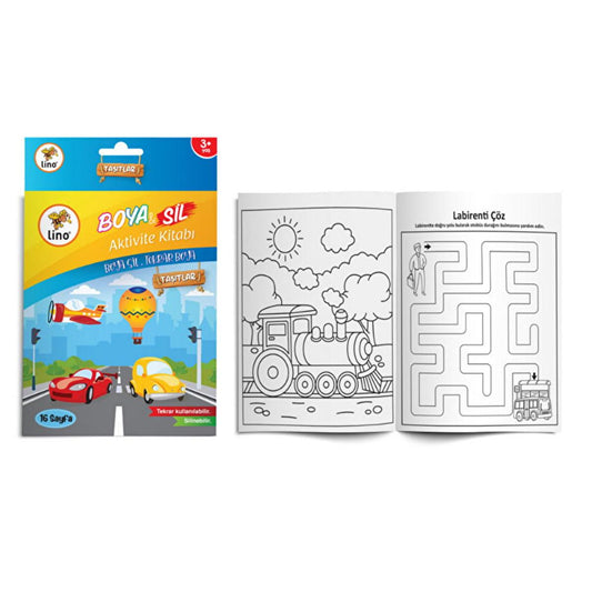Lino Color Reusable & Washable Coloring Book for Kids - Mess-Free Erasable Activity Book for Children with Water-Based Markers by Beauty Care Bag