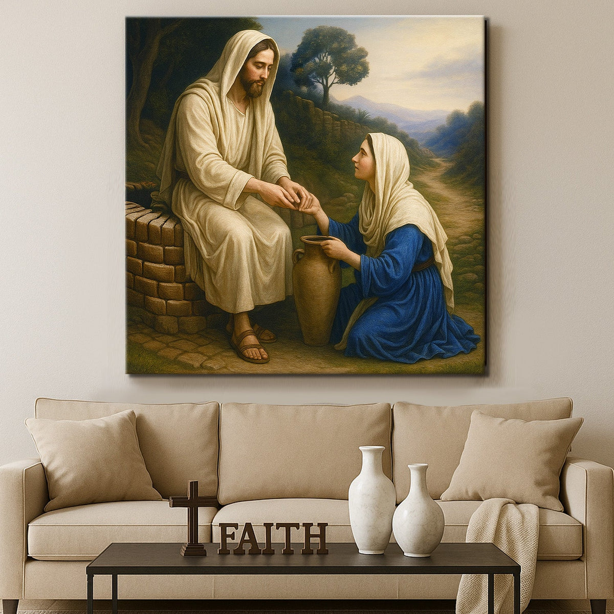 Samaritan at the Well Faith Wall Art by Tailored Canvases