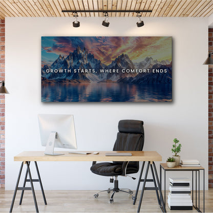 Growth Starts Where Comfort Ends Motivational Wall Sign by Tailored Canvases