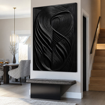 Modern Black Waves Wall Art by Tailored Canvases
