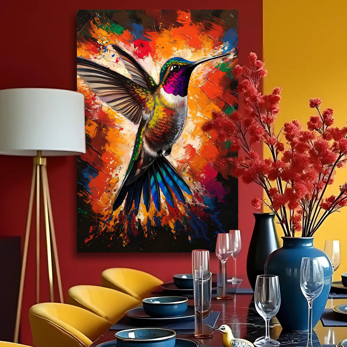 Humming Bird Abstract Wall Art by Tailored Canvases
