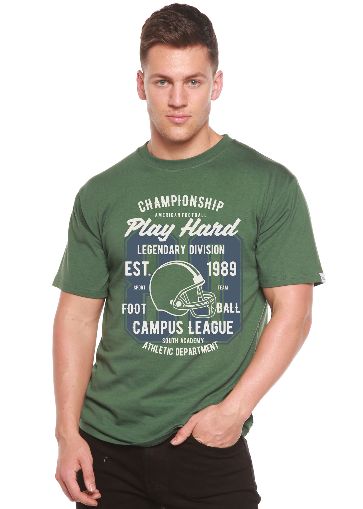 Play Hard men's bamboo graphic T-shirt – view 2