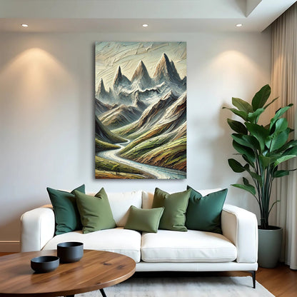 Abstract Mountain and River Landscape Wall Art II by Tailored Canvases