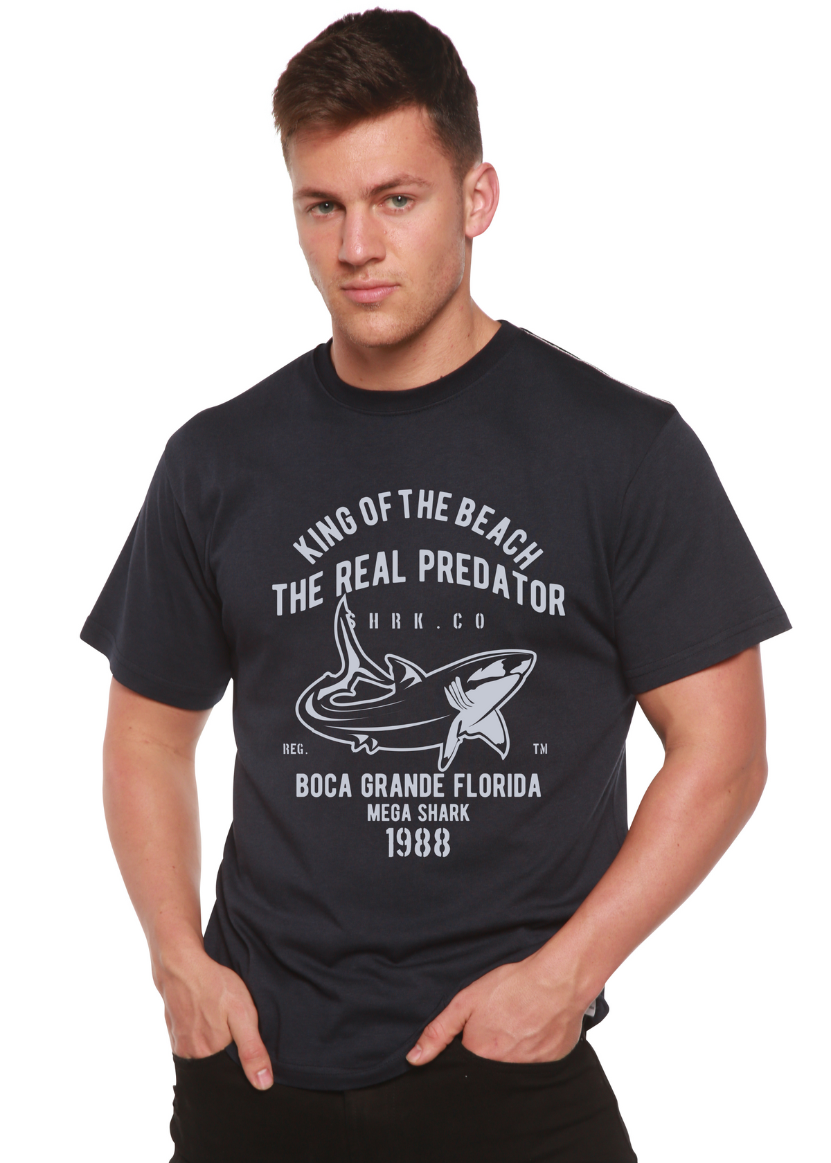 Shark Real men's bamboo graphic T-shirt – view 2