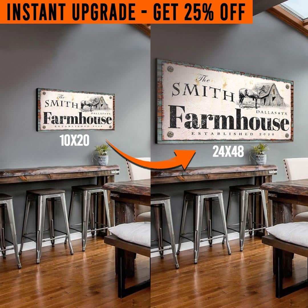 Upgrade Your 'Rustic Horse Farmhouse' (Style 2) Canvas To 24x48 Inches by Tailored Canvases