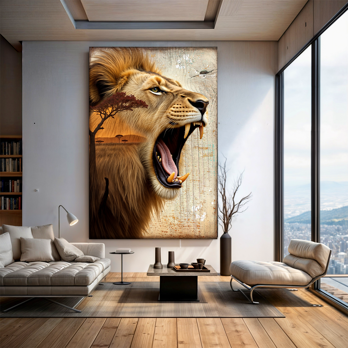 Lion Double Exposure Wall Art by Tailored Canvases