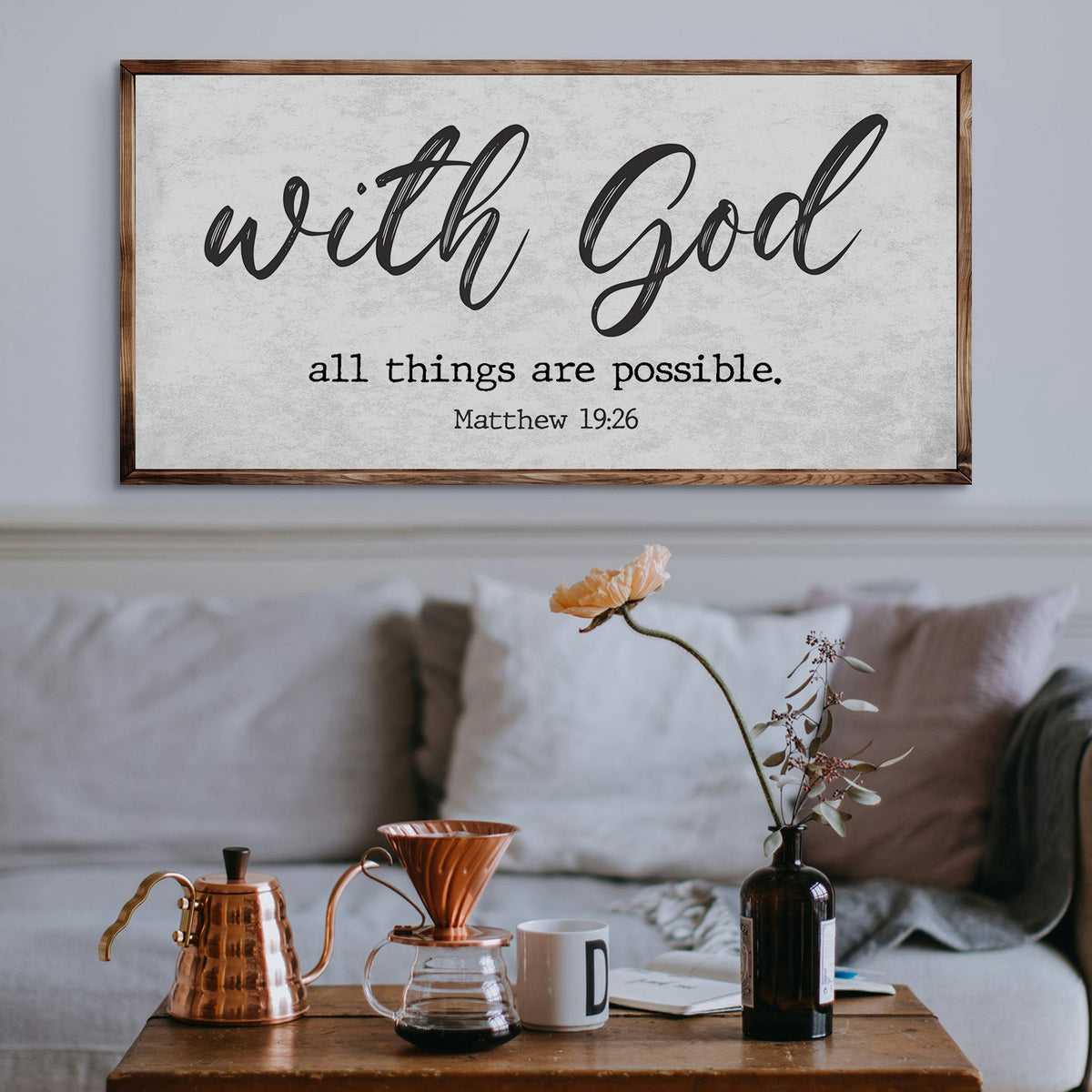 Matthew 19:26 - With God All Things Are Possible Faith Sign by Tailored Canvases