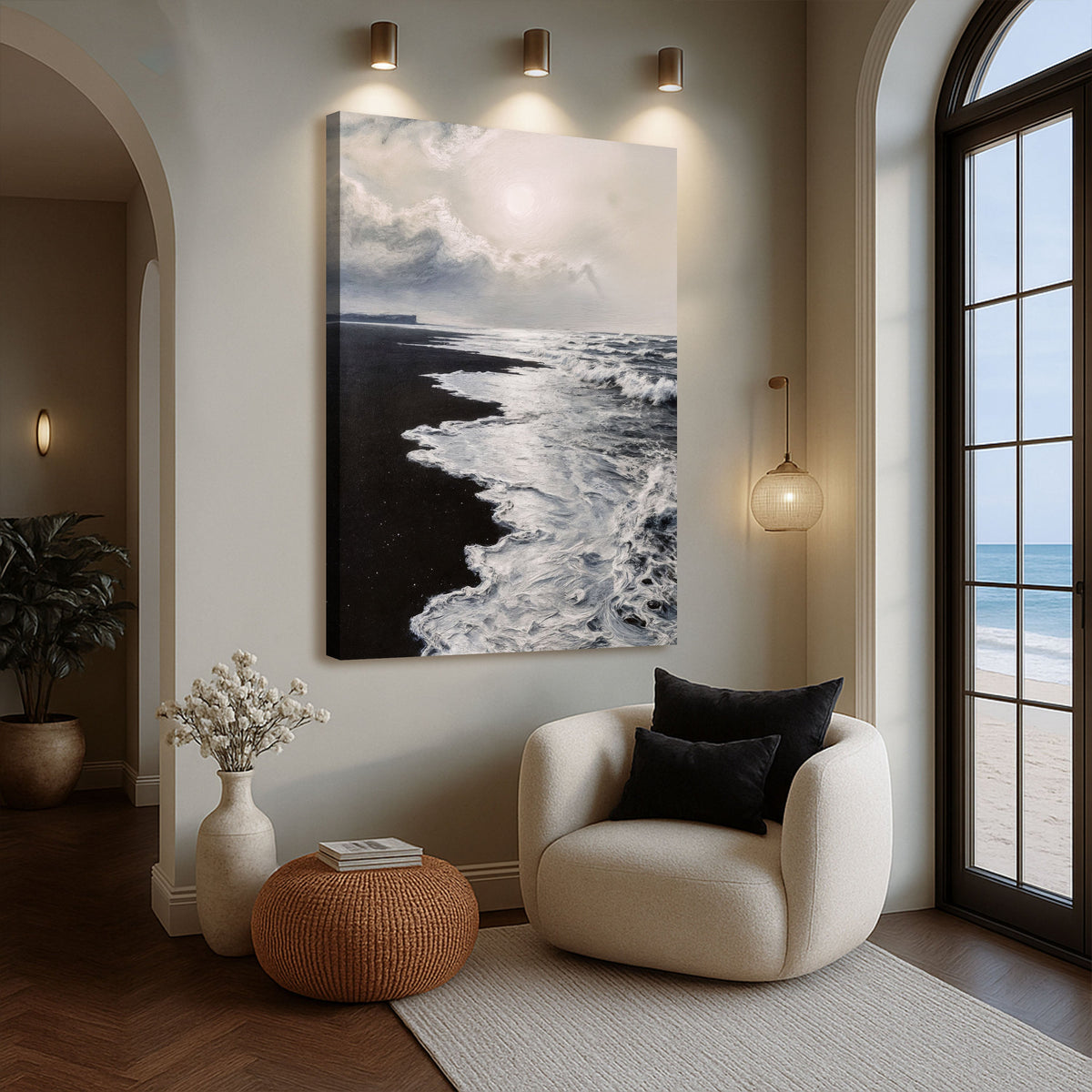 Black & White Waves Abstract Wall Art by Tailored Canvases
