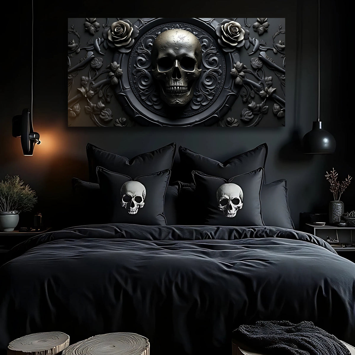 3D Rose and Skull Wall Art VI canvas by Tailored Canvases, view 2
