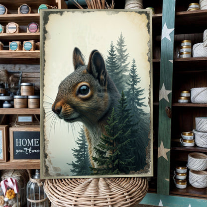 Squirrel Double Exposure Wall Art by Tailored Canvases