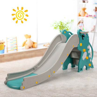 Green kids slide play set with basketball hoop by GBruno Store