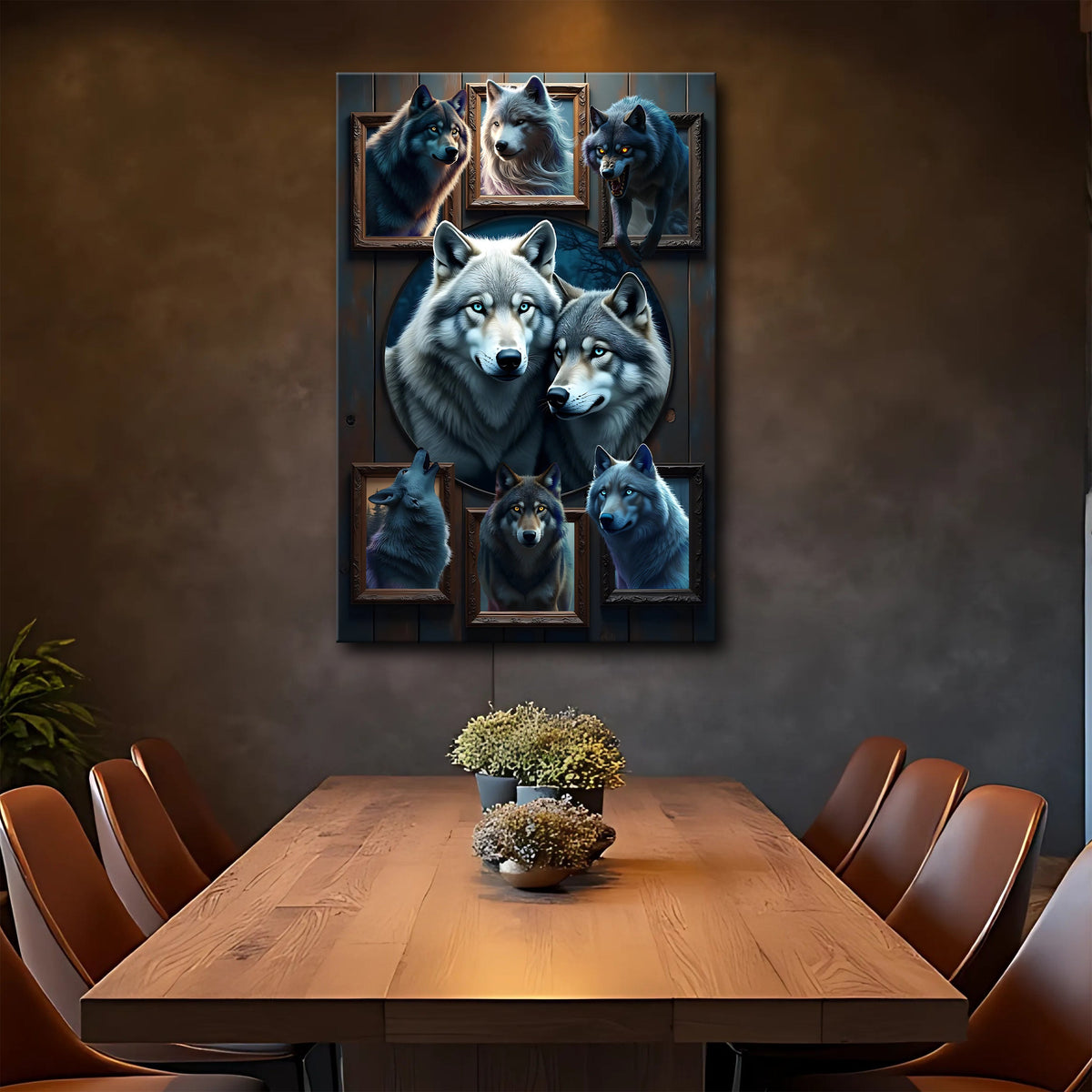 3D Wolf Collage Wall Art II canvas by Tailored Canvases, view 3