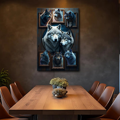 3D Wolf Collage Wall Art II canvas by Tailored Canvases, view 3
