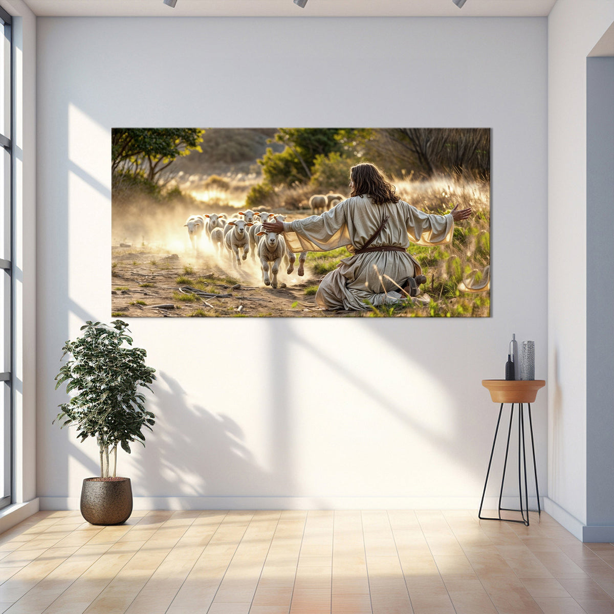 Jesus Protects The Lamb From Wolves Faith Wall Art VIII by Tailored Canvases