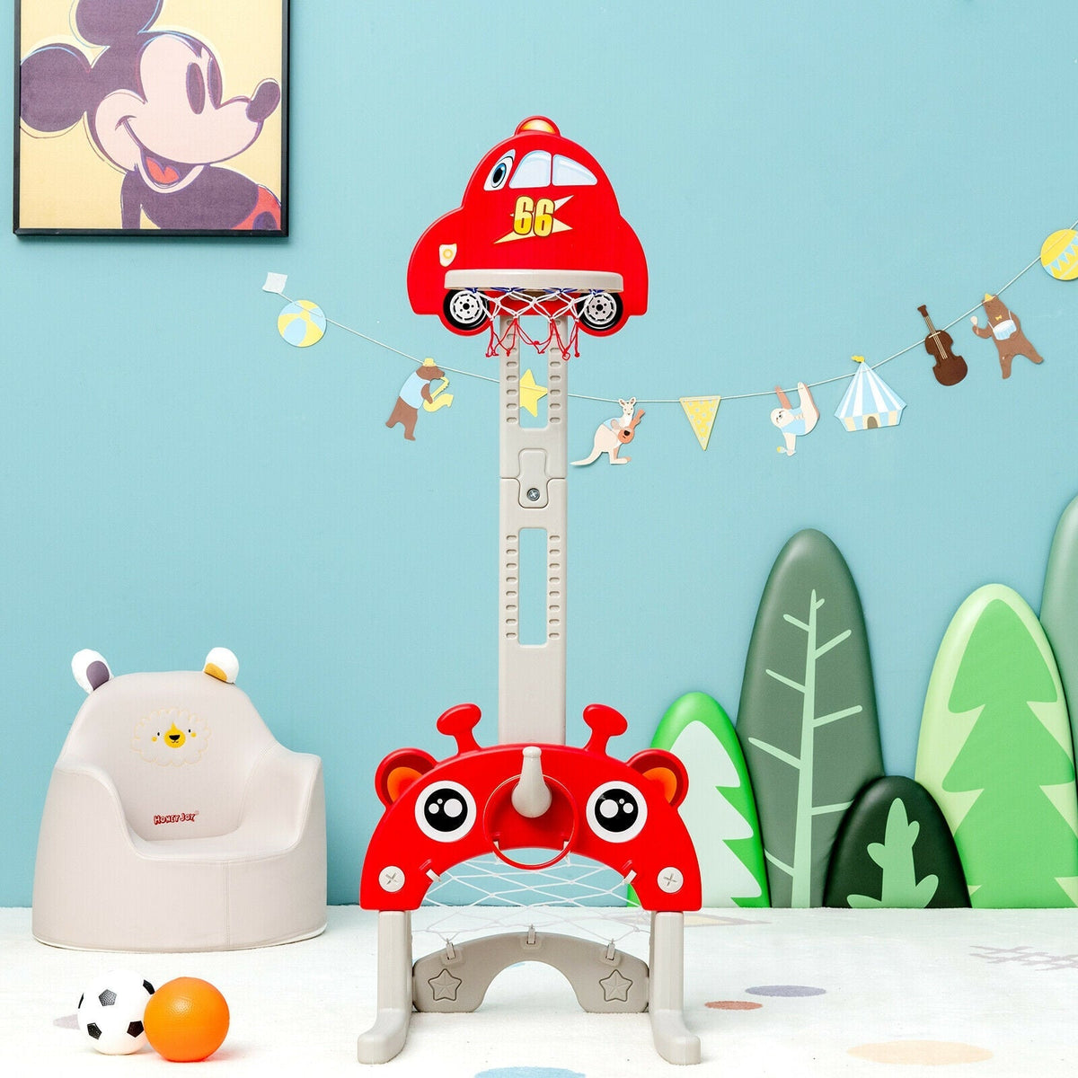 GBruno Store red car-style kids basketball and ring toss playset, view 8