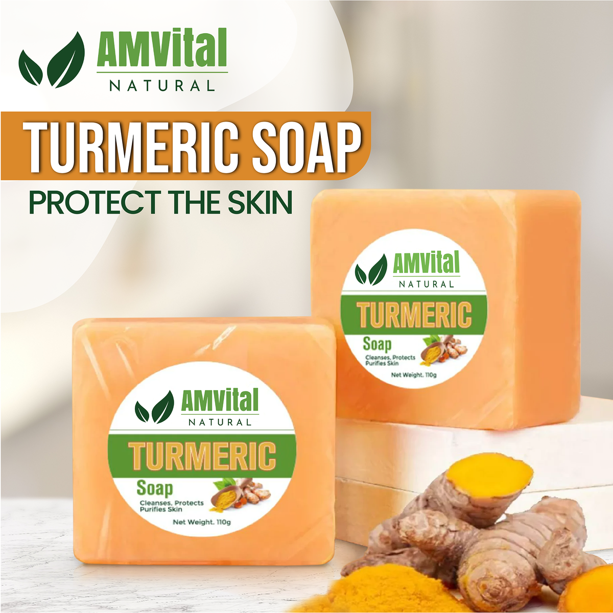 AMVital Turmeric Soap Bar for Face & Body by AMVital