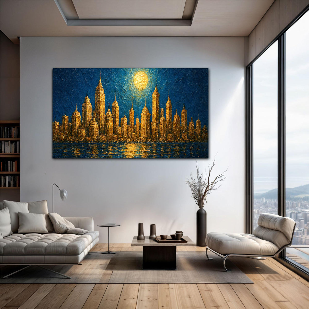 Golden Metropolis Cityscape Impasto Wall Art by Tailored Canvases
