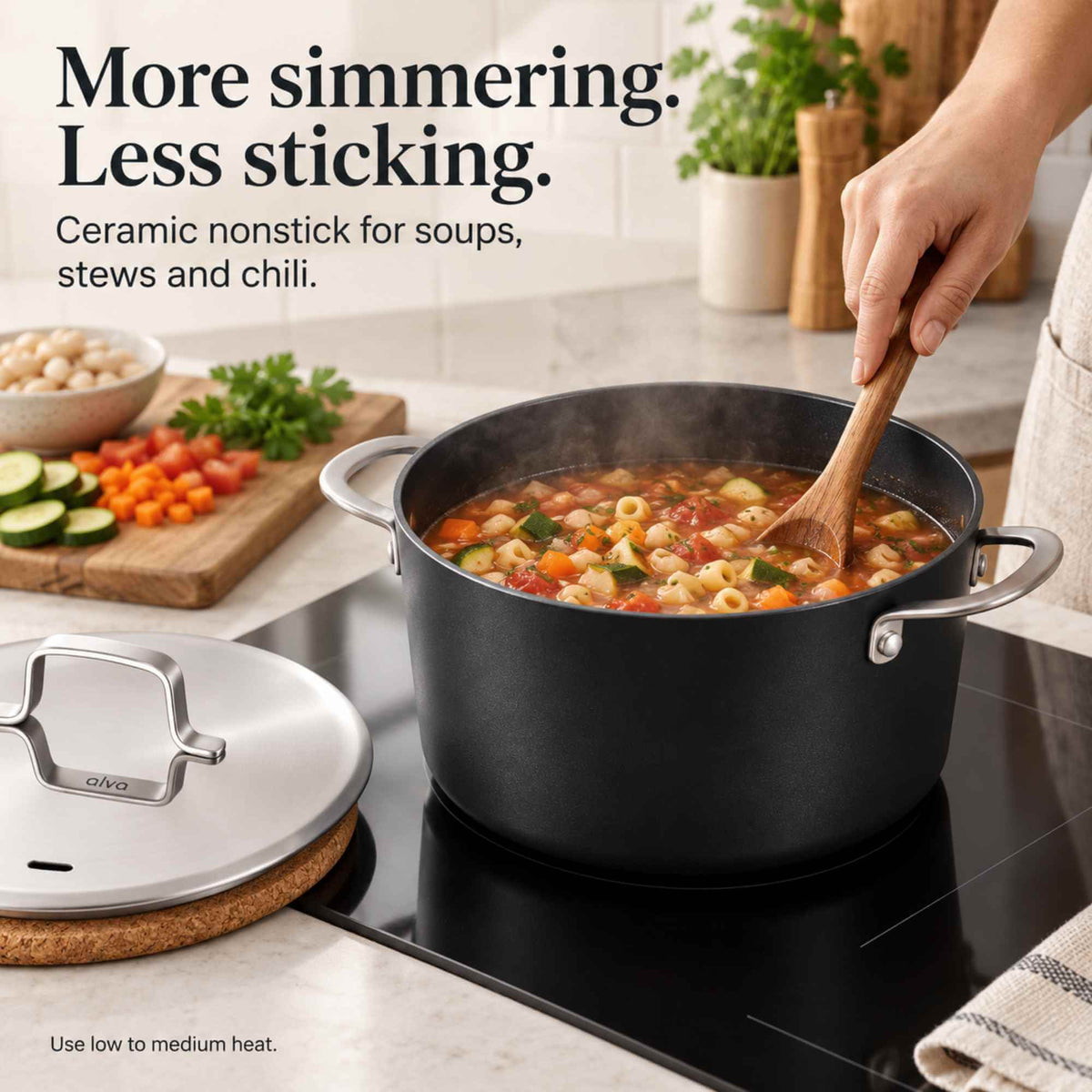 Ceramic Nonstick Stock Pot with Lid, 4.5-Qt by Alva Cookware