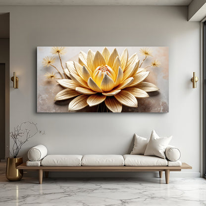 Golden Lotus Minimalist Abstract Wall Art II by Tailored Canvases