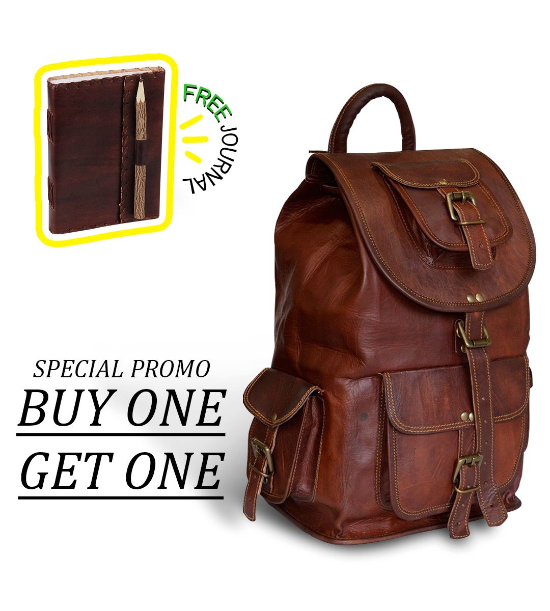 BOGO: 'The Outdoor Hiking Backpack + FREE Journal by Classy Leather Bags