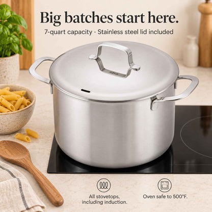 5-Ply Stainless Stock Pot with Lid, 7-Qt by Alva Cookware
