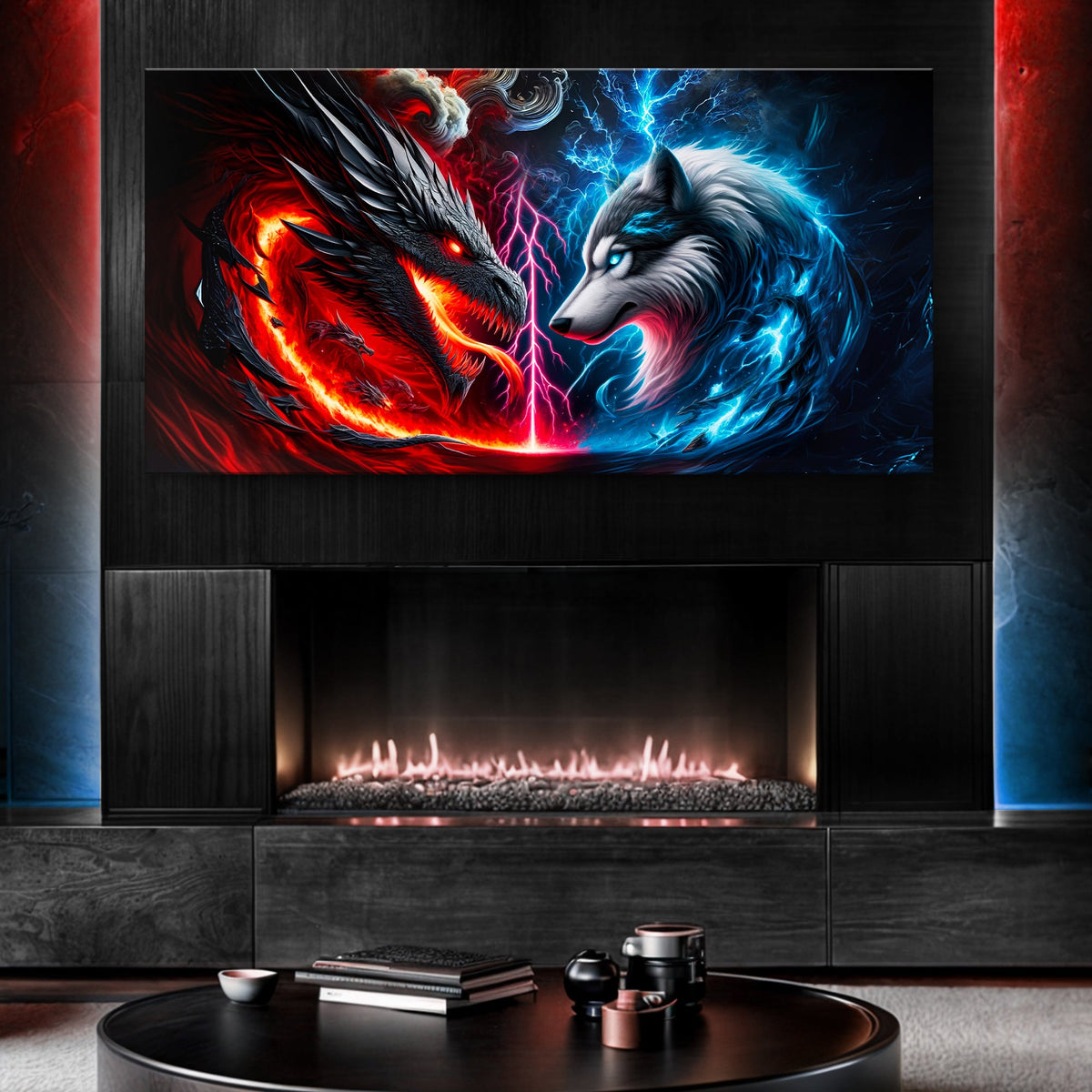 3D Dragon and Wolf Wall Art VI canvas by Tailored Canvases, view 2