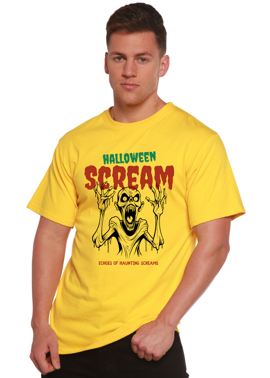 Halloween Scream men's short sleeve graphic T-shirt in bamboo viscose and organic cotton