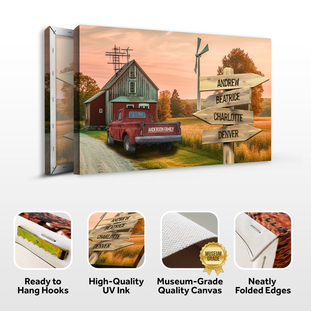 Old Truck Barn Family Names Sign by Tailored Canvases