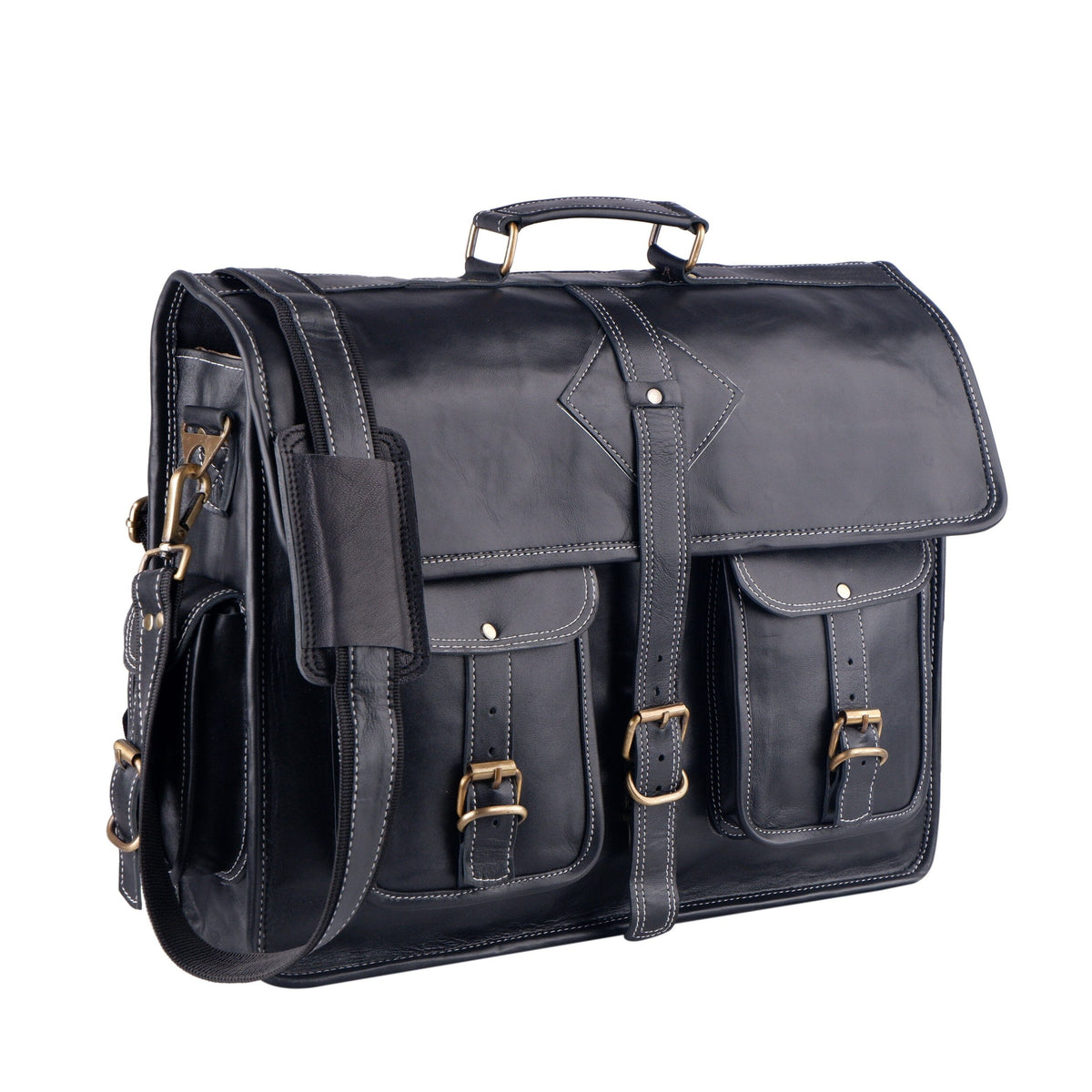 The Retro Black + FREE Toiletry Bag by Classy Leather Bags