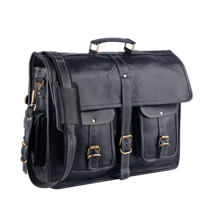The Retro Black + FREE Toiletry Bag by Classy Leather Bags