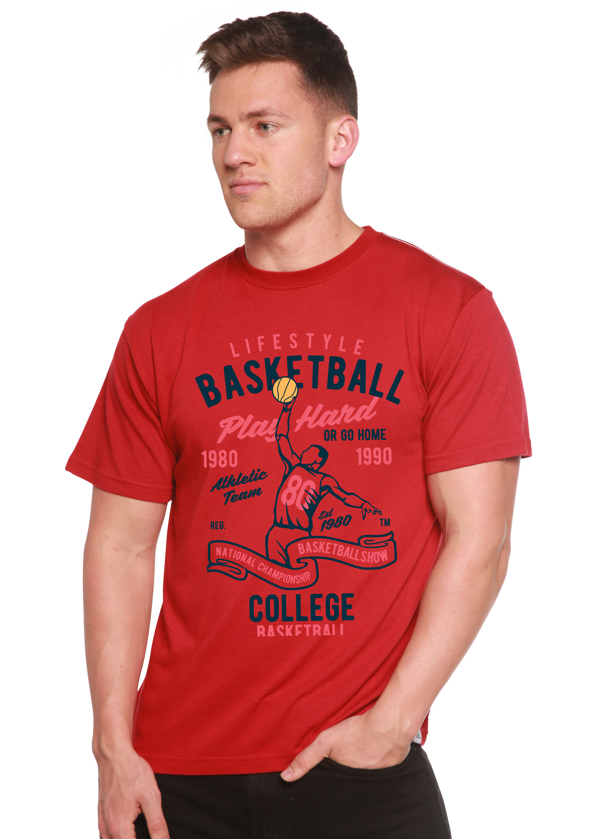 Life Style Basketball men's bamboo graphic T-shirt – view 2