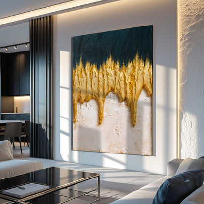 Abstract Blue And Gold Wall Art by Tailored Canvases