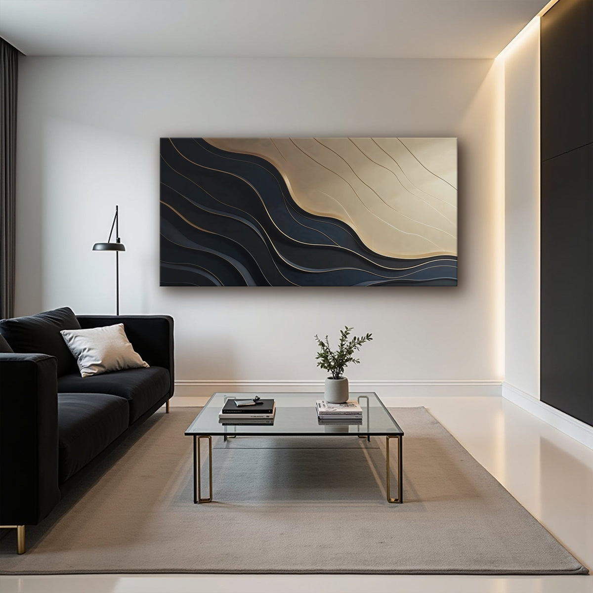 Black And Gold Minimalist Abstract VII by Tailored Canvases