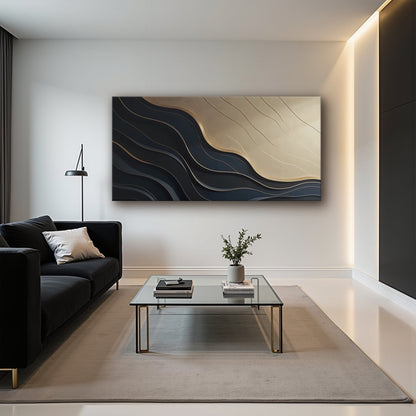 Black And Gold Minimalist Abstract VII by Tailored Canvases