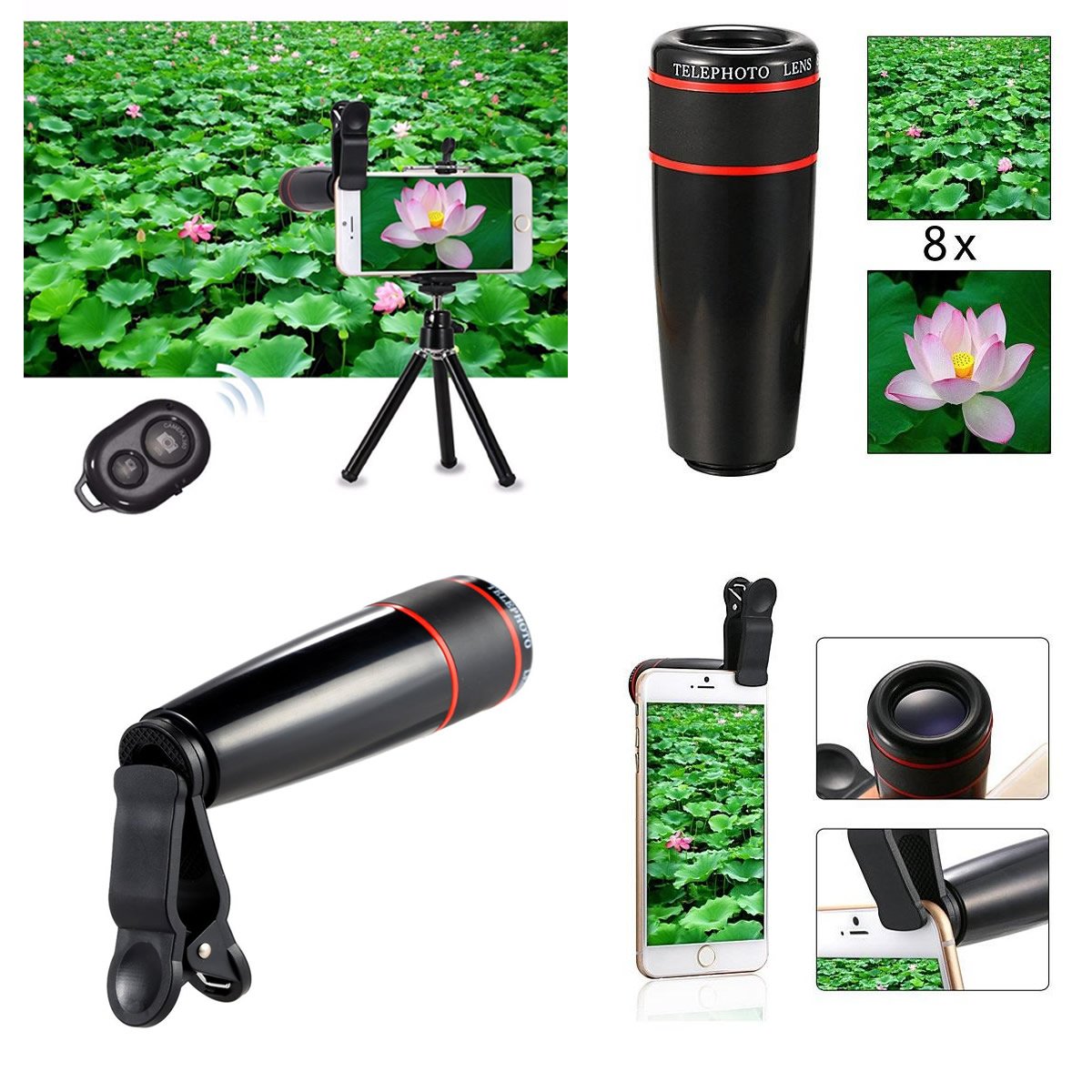 11-in-1 smartphone camera lens kit, Salmon Lucky, view 3