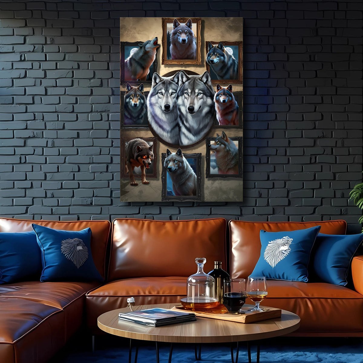 3D Wolf Collage Wall Art canvas by Tailored Canvases, view 3