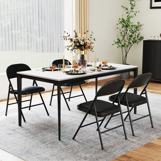 Folding Conference Chairs 4-Pack with Padded Seats - Black by DirectDeals