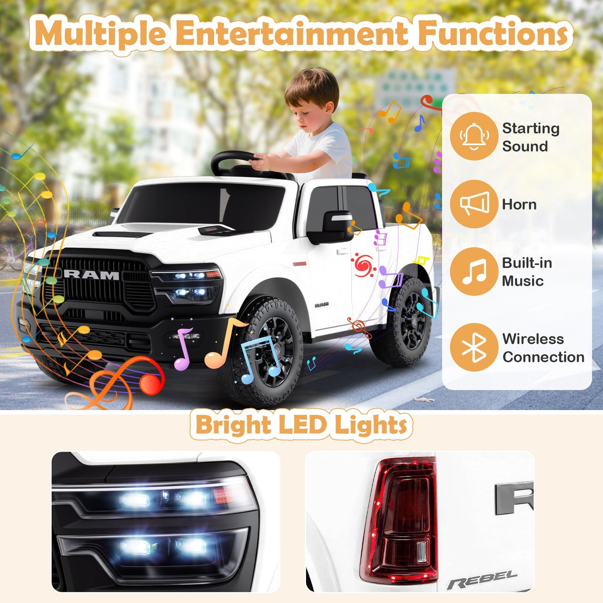 GBruno Store 2 seater 24V licensed Ram ride-on truck for kids, view 26