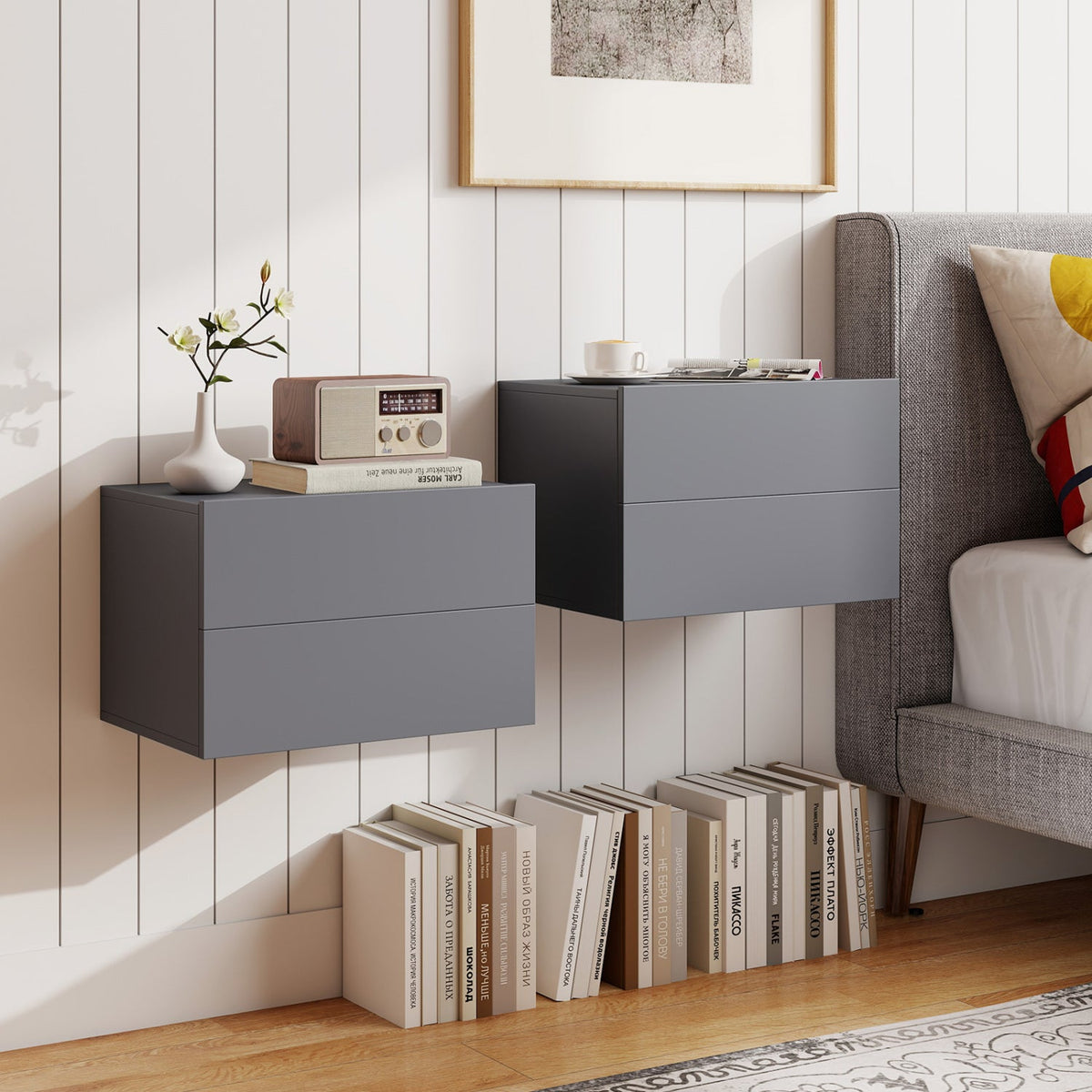 Wall Mounted Floating Nightstand with 2 Drawers by DirectDeals