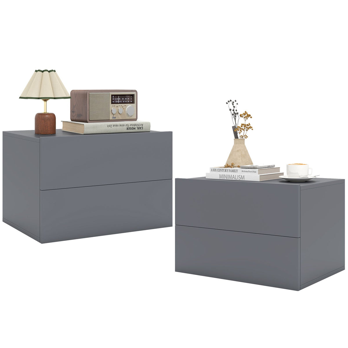 Wall Mounted Floating Nightstand with 2 Drawers by DirectDeals