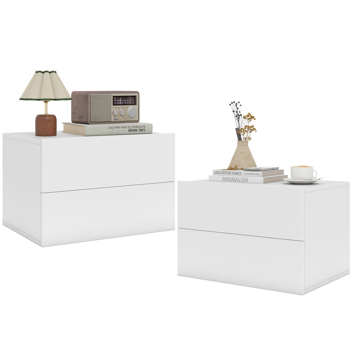 Wall Mounted Floating Nightstand with 2 Drawers by DirectDeals