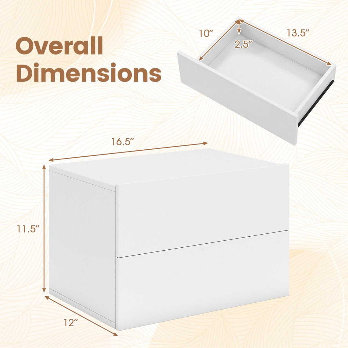 Wall Mounted Floating Nightstand with 2 Drawers by DirectDeals