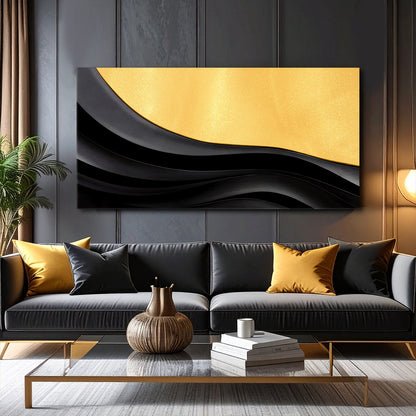 Black And Gold Minimalist Abstract VIII by Tailored Canvases