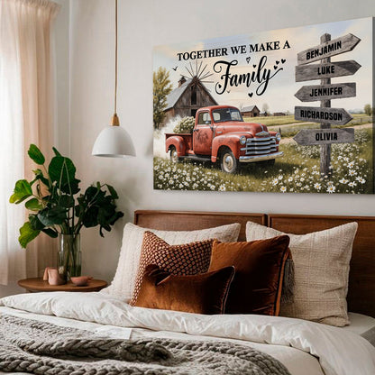 Personalized Family Farmhouse Old Truck Wall Art by Tailored Canvases