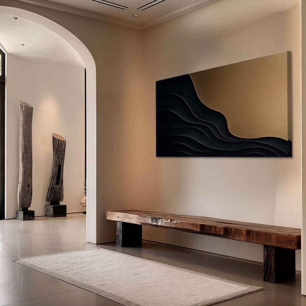 Black And Gold Minimalist Abstract X by Tailored Canvases