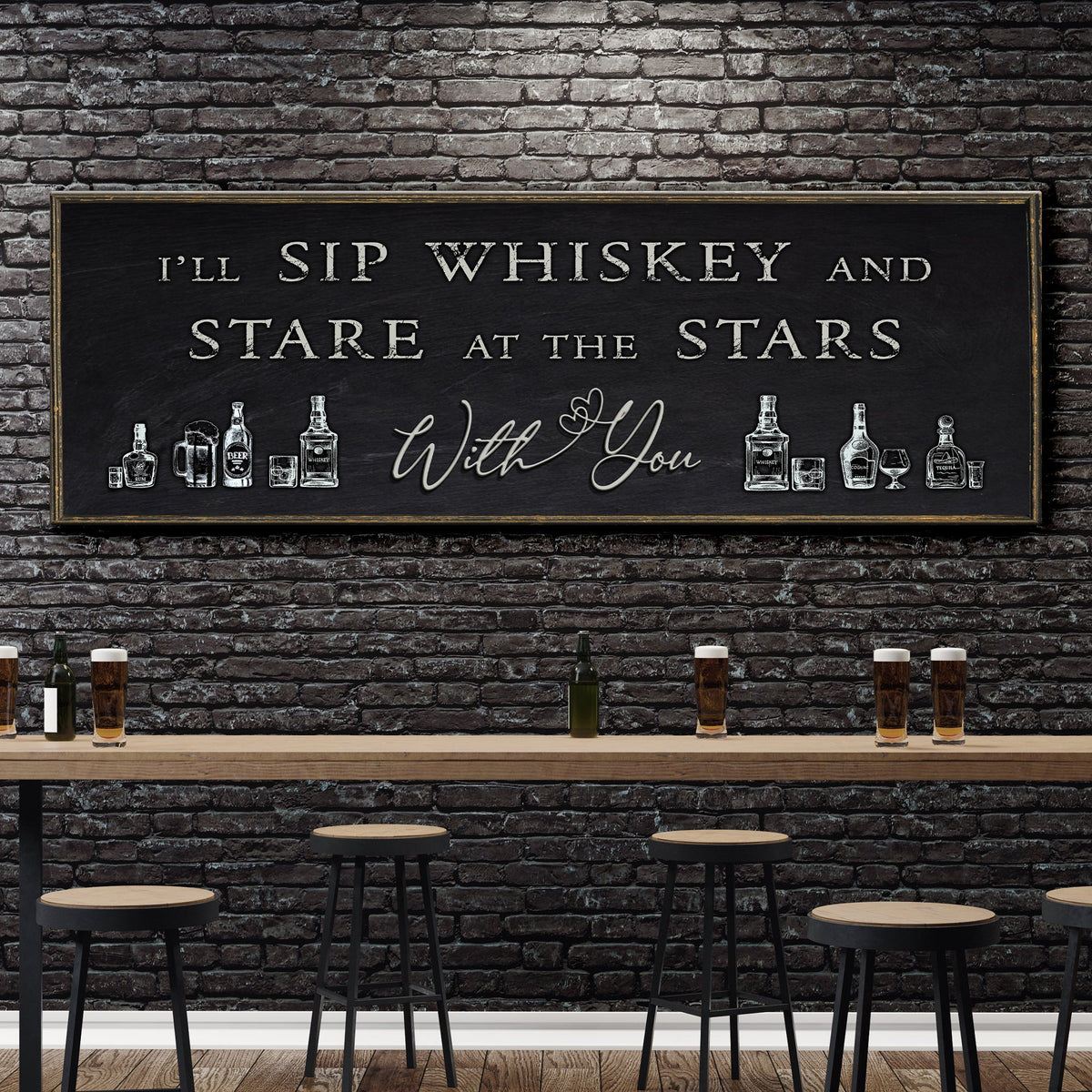 Sip Whiskey With You Bar Sign II by Tailored Canvases