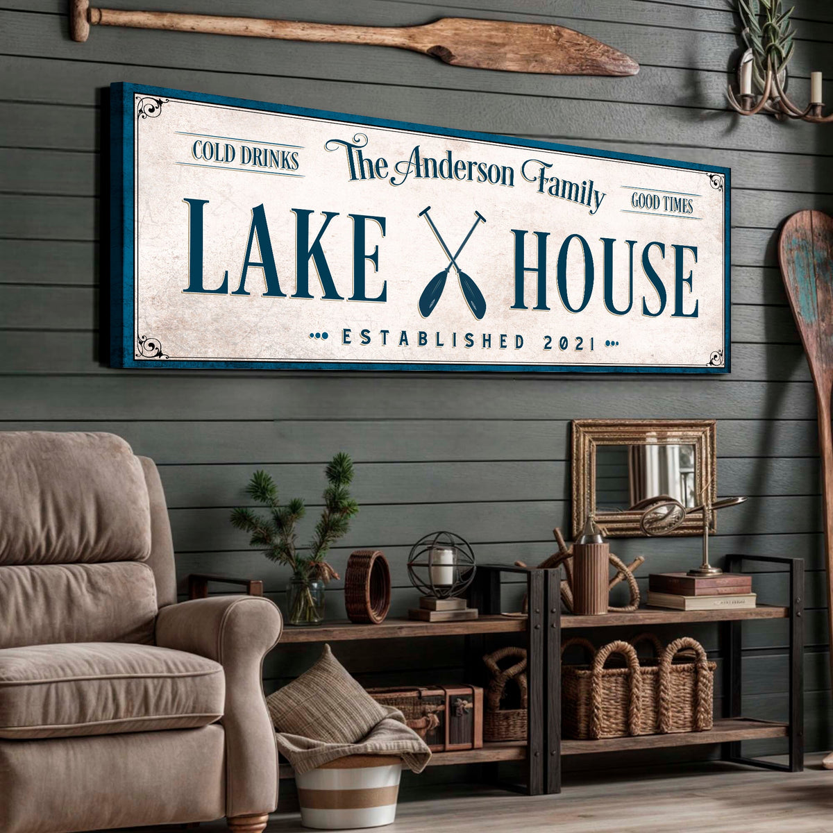 Personalized Lake House Sign IV by Tailored Canvases