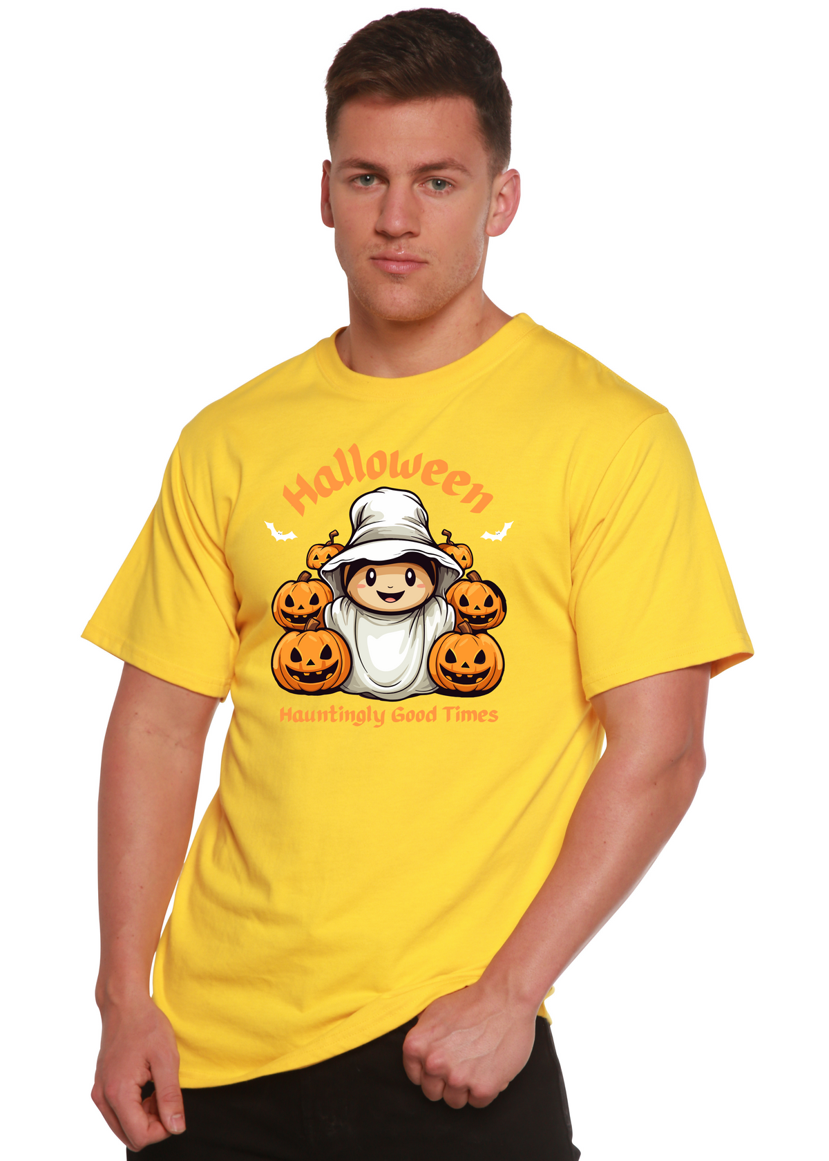 Halloween Hauntingly Good Times Day men's bamboo graphic T-shirt – view 4