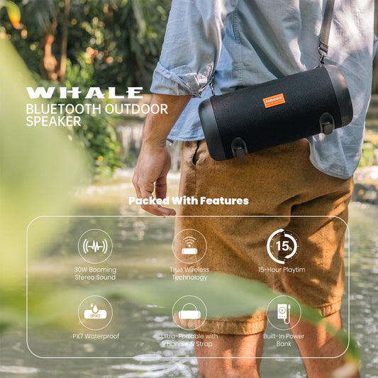 WHALE with Nylon Strap—Wireless Outdoor Speaker by Mauve Tuna