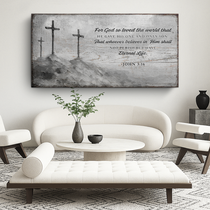 John 3:16: For God So Loved The World Faith Sign VIII by Tailored Canvases